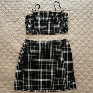 two piece cropped top with slit skirt